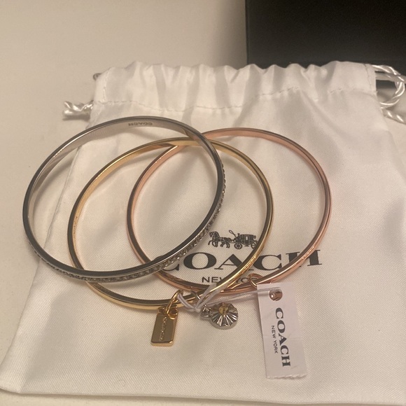 Coach 3 bangle in silver rhinestone, gold and rose gold. - Picture 2 of 3
